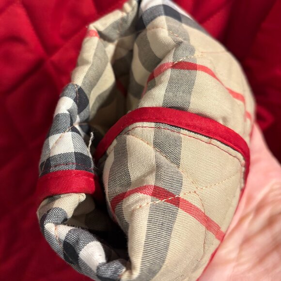 Burberry London Nova Check Lined Diamond Quilted Jacket Red Size S EUC - Picture 5 of 6